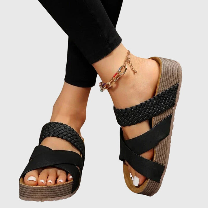 Comfortable women's orthopedic sandals, versatile design, offers arch support for foot pain relief, suitable for all-day wear.