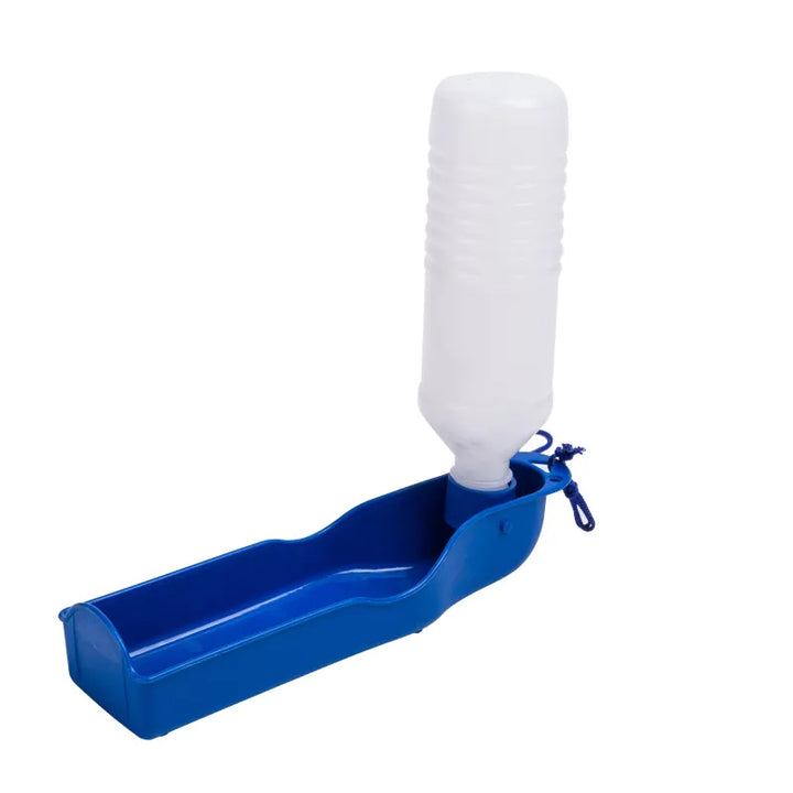 Essential portable dog water dispenser with attached collapsible bowl for pet hydration on the go.