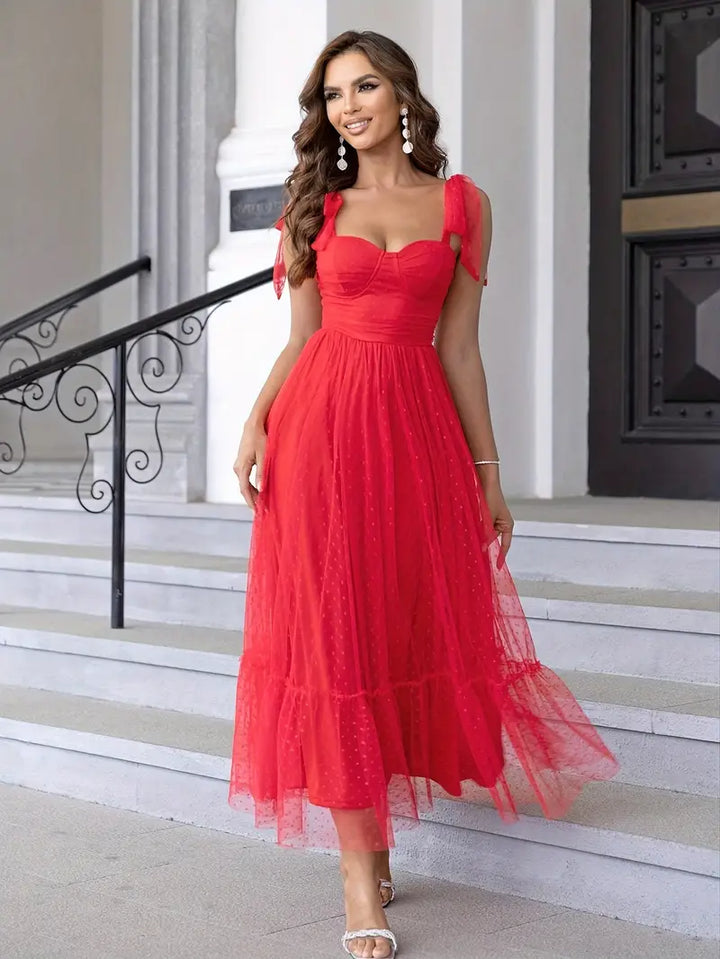Beautiful women's elegant mesh formal gown, an ideal long dress for special occasion wear and wedding guests.