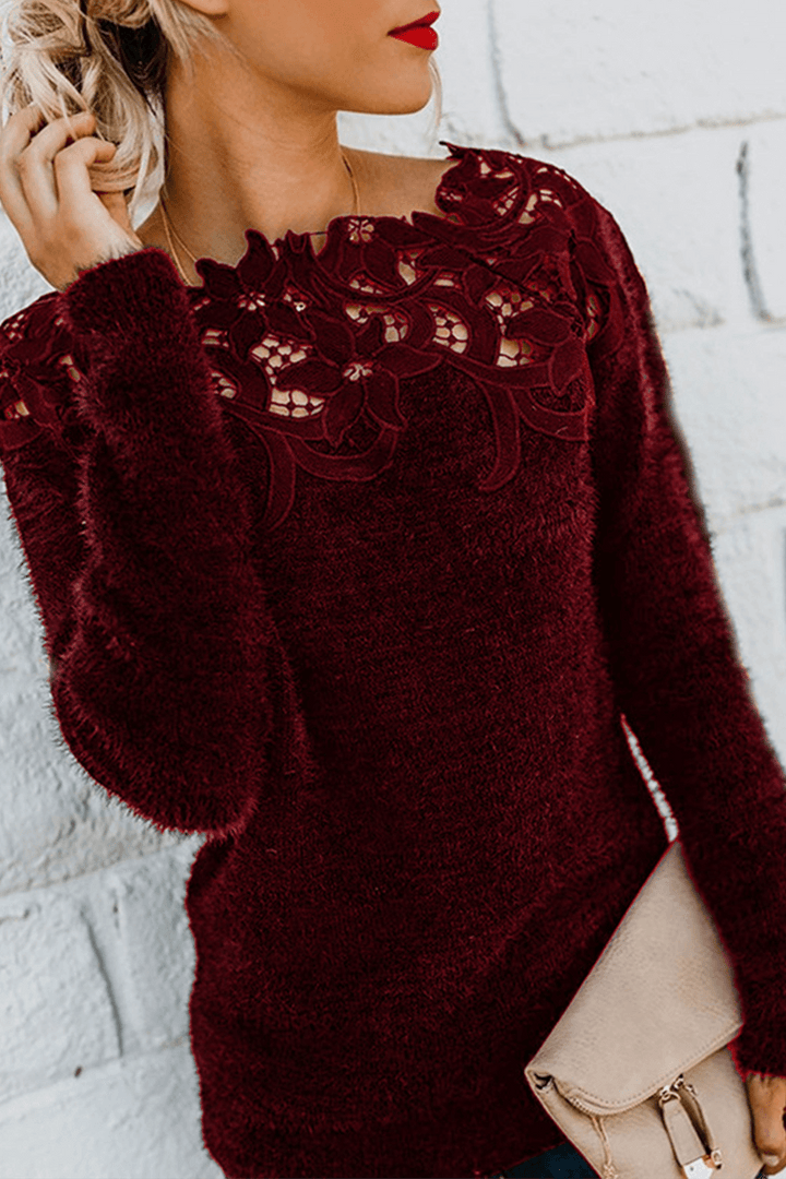 Women's Lace Detail Knitted Sweater Top