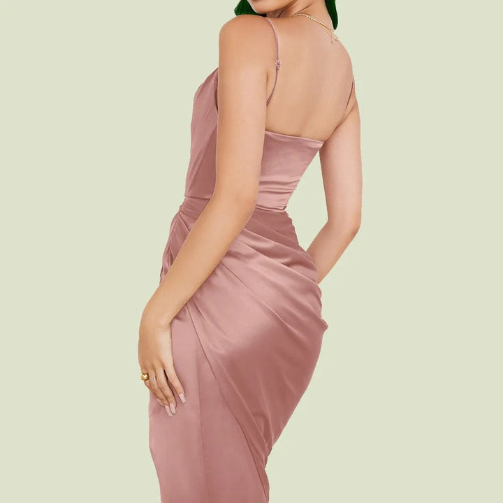 Chic women's cocktail mini dress, elegant with ruffles & narrow straps. Perfect for any special occasion.