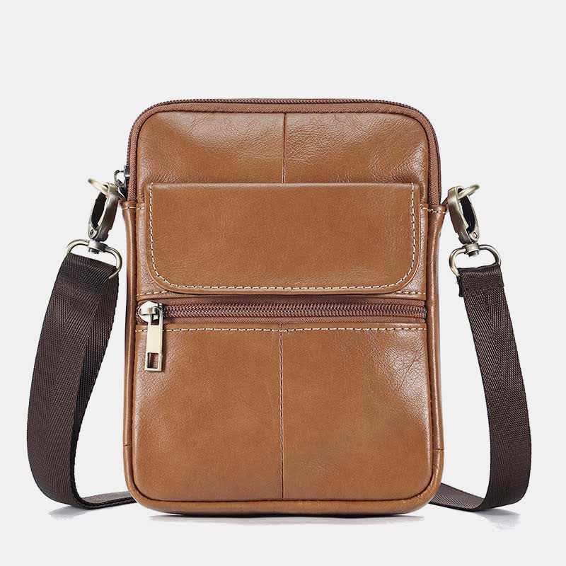 Men's small everyday shoulder bag. Compact crossbody essential for daily items and convenient travel.