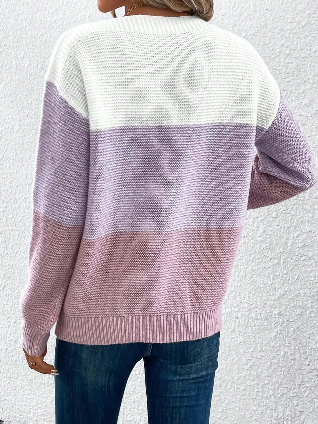 Women's Knitted Sweater with Round Neckline