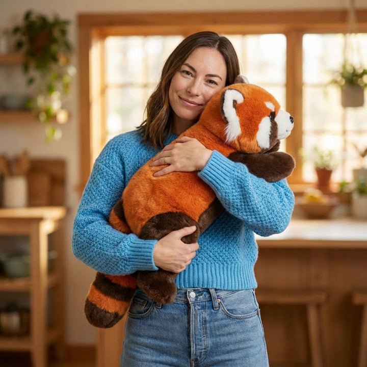 Unisex fox long cuddle pillow, soft plush toy for kids & adults.