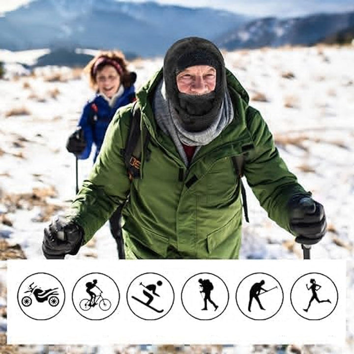 Front view of ArcticShield 3-in-1 winter hat, offering full face, head & neck windproof warmth.