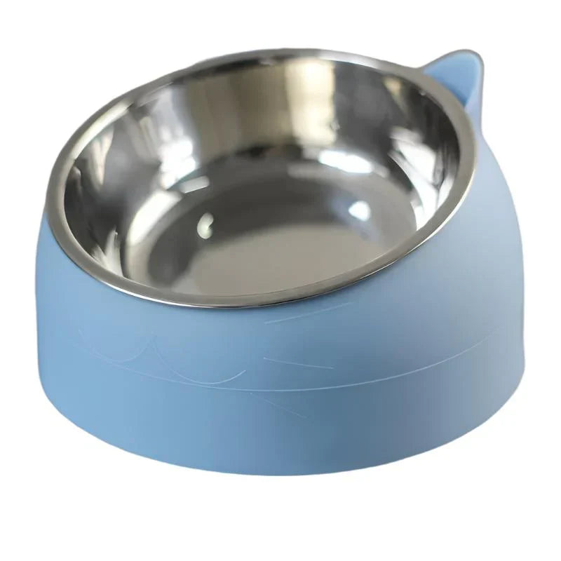 Stainless steel cat bowl, anti-slip base, ideal for senior cats.