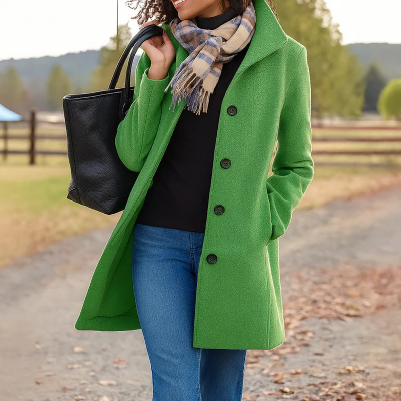 Versatile women's classic style coat, elegant long outerwear for stylish office wear & everyday winter fashion.