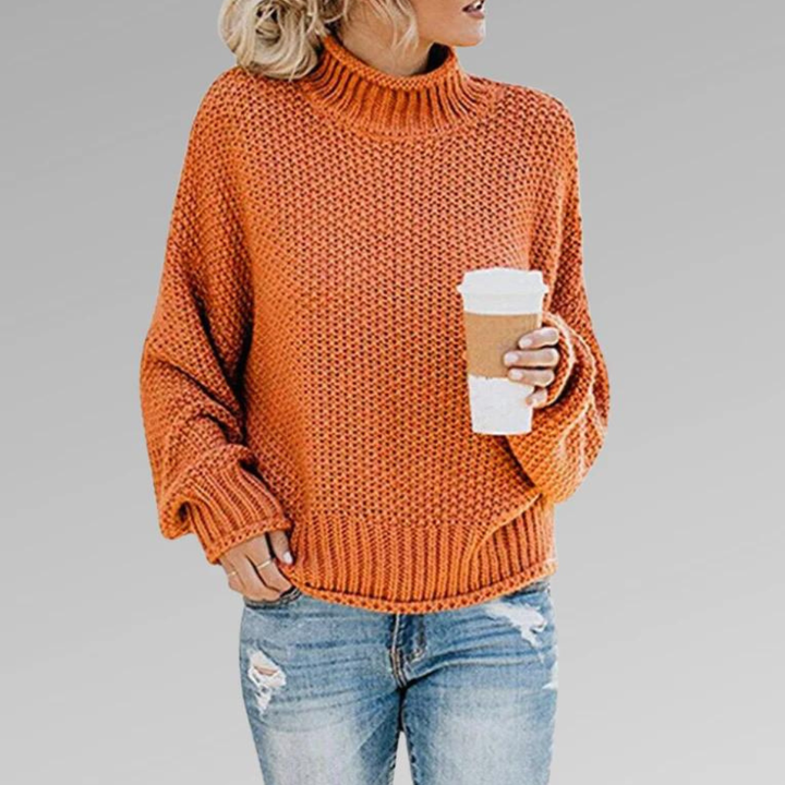 Cozy women's knit sweater, perfect Scandinavian style long-sleeve for comfortable fall fashion.