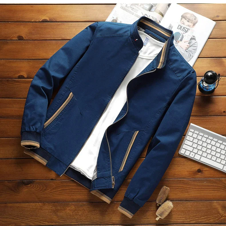 Lightweight men's bomber jacket. Stylish and versatile outerwear, great for spring/autumn casual looks & everyday fashion.