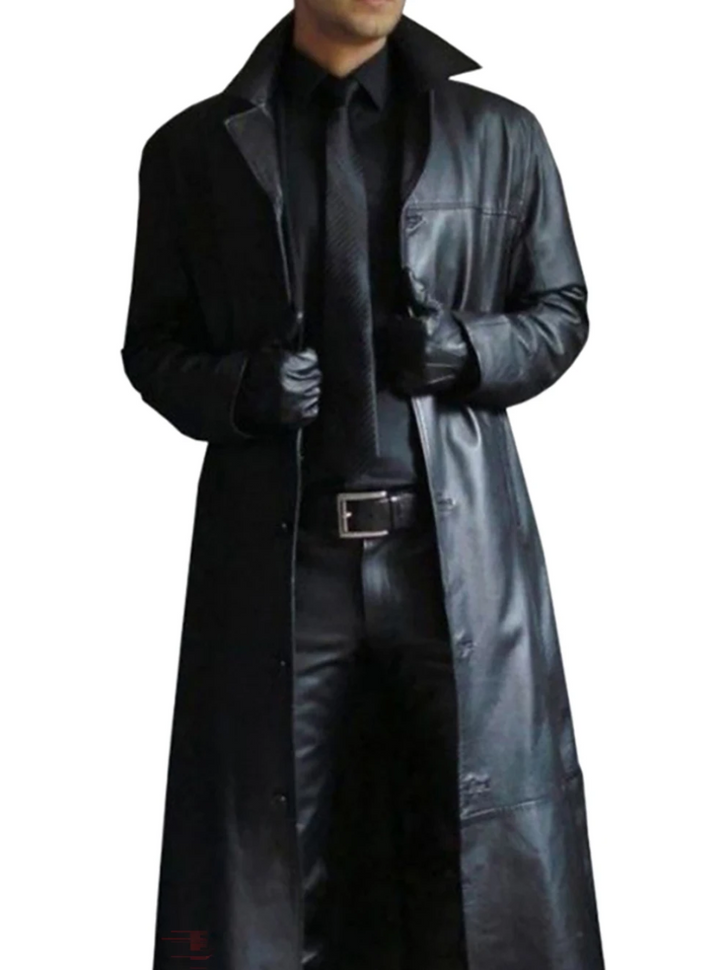 Elegant men's classic long coat, sophisticated outerwear, embodying enduring fashion.