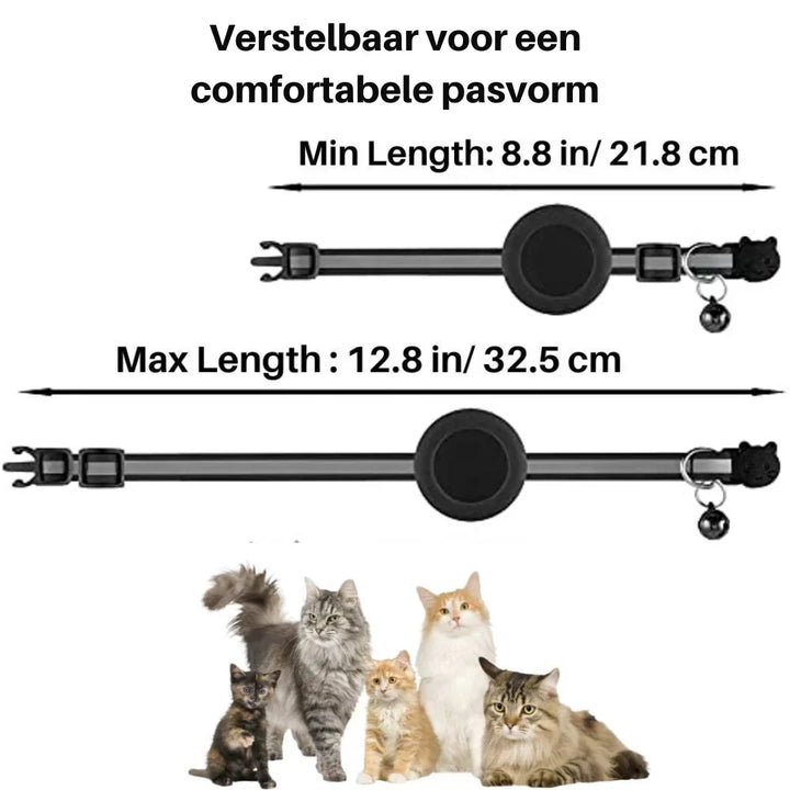 Red safety cat collar for outdoor/indoor use, adjustable with a sturdy breakaway clip & bell.