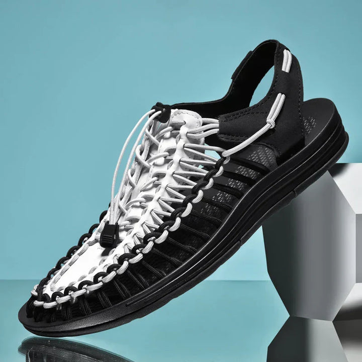 Men's closed toe mesh sandals with adjustable laces, perfect for summer and casual wear.