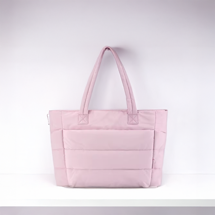 Stylish women's puffy quilted tote bag, lightweight & spacious, perfect for everyday use.