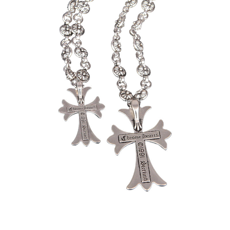 Edgy unisex silver-tone Gothic cross pendant, a key accessory for Y2K punk style and alternative outfits.