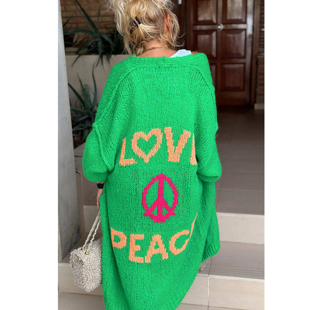 Stylish women's hippie peace cardigan. Bohemian long sleeve, perfect festival wear or a unique casual outfit.
