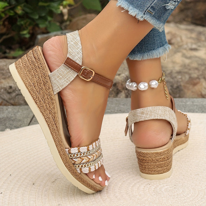 Stylish women's black wedge platform sandals with orthopedic cushioning for ultimate comfort. Perfect casual summer shoe.