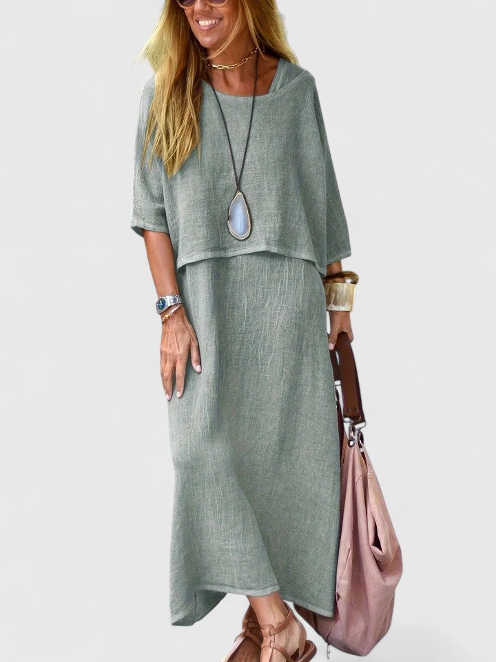 Women's fashion elegant two-piece set with a comfy top and skirt. Perfect for casual chic styling.