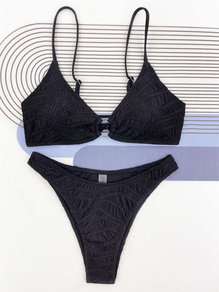 Women's Ribbed Push-Up High-Cut Micro Bikini Set
