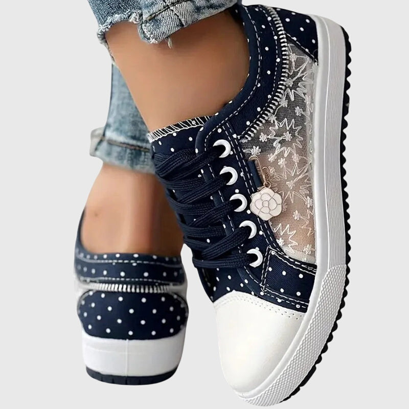 Women's comfort sneakers with integrated arch support, perfect for active walking & daily wear.