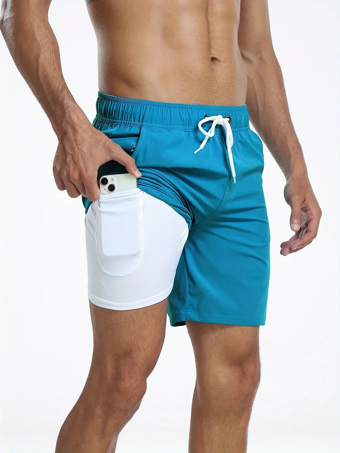 Modern quick-drying men's swim shorts, perfect for versatile summer use, beach & active lifestyles.