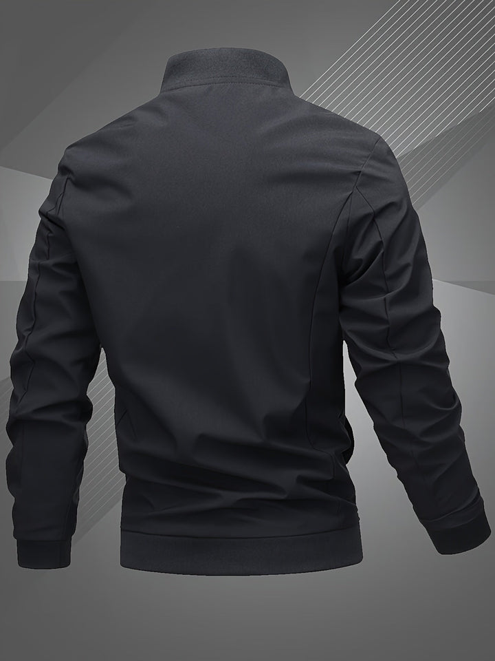 Men's casual logo jacket, a comfortable zip-up bomber perfect for modern fashion and everyday wear.