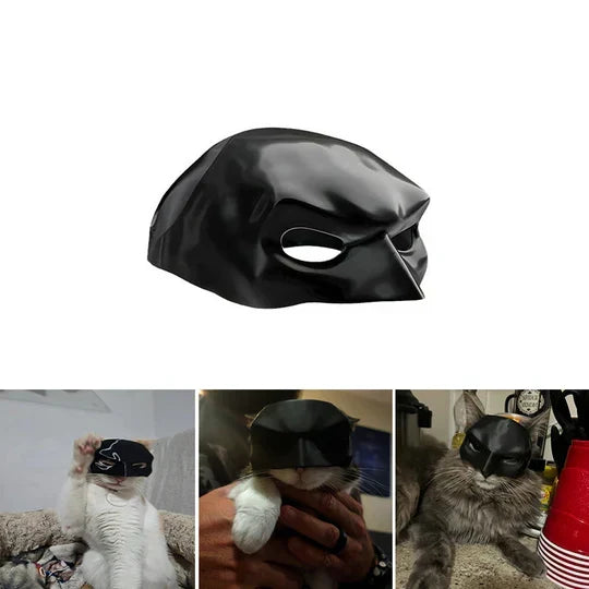 Unique cat mask transforming your pet into a superhero for cosplay, Halloween, and photoshoots.