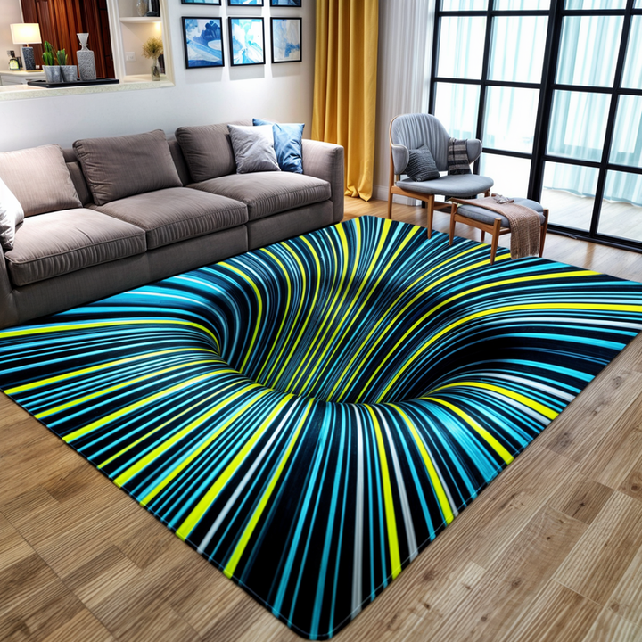 Stylish 3D illusion door mat featuring a geometric checkerboard. Durable, non-slip, and easy clean for any home.