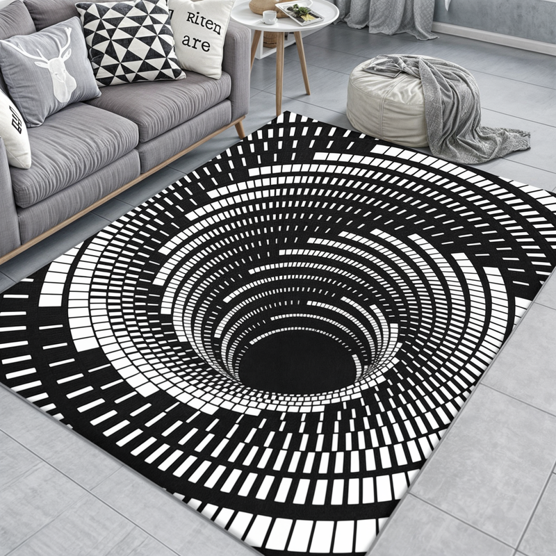 Modern 3D illusion door mat showing a deep geometric checkerboard pattern, perfect for an eye-catching entrance.