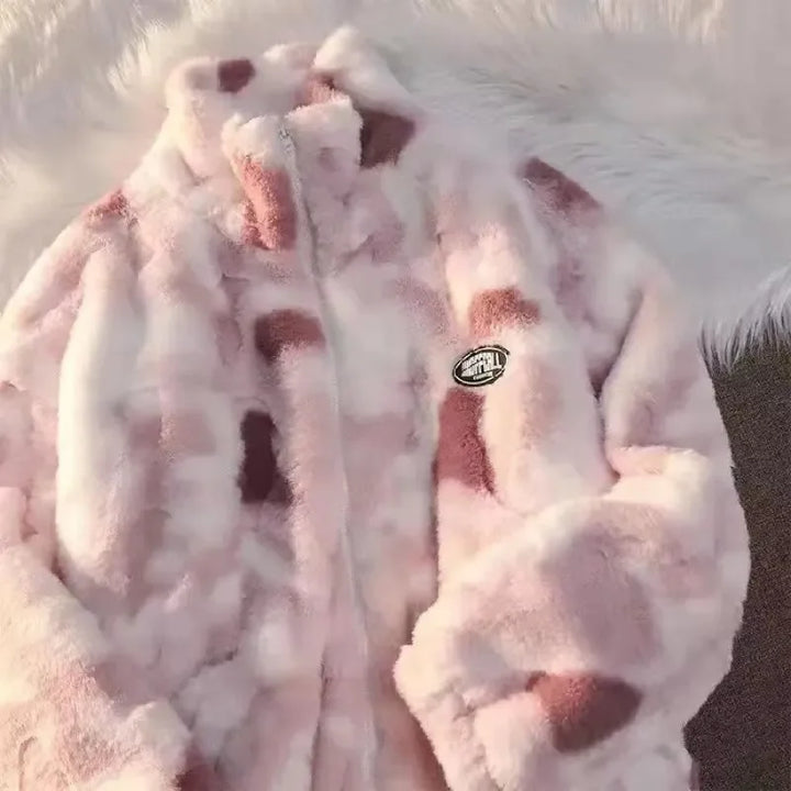 Comfortable women's tie-dye pattern jacket for daily wear. Trendy long-sleeve outerwear for spring & autumn style.