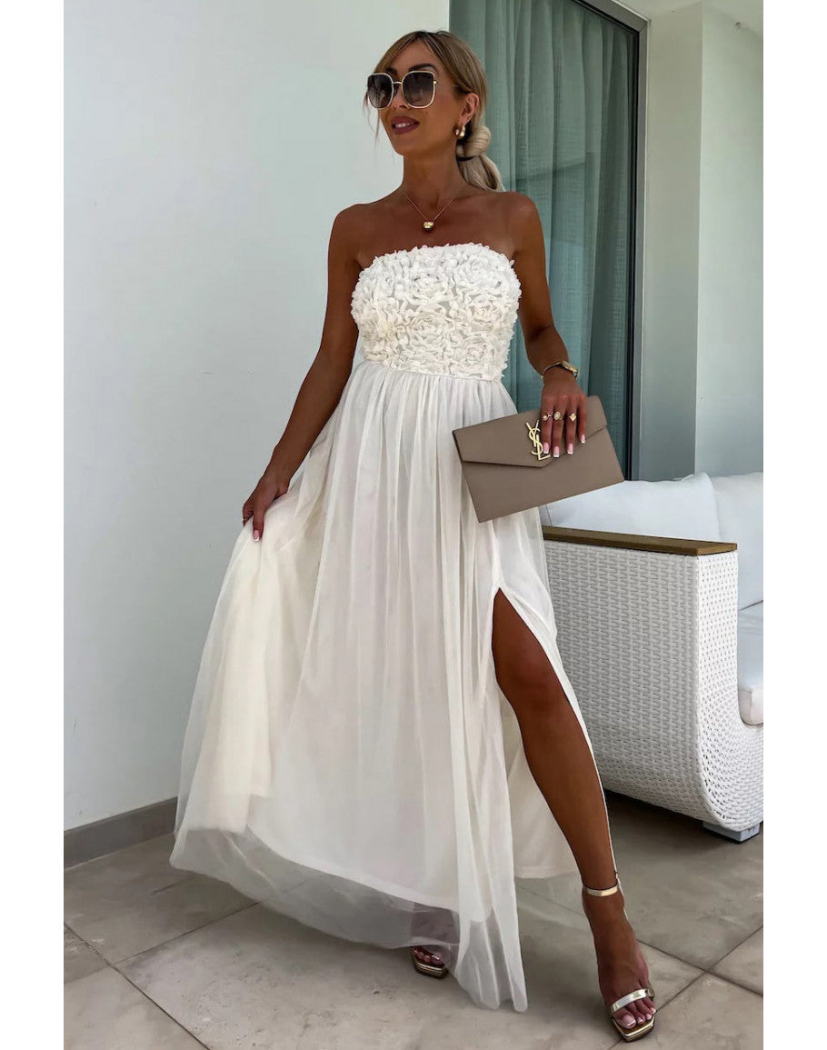 Elegant women's one-shoulder high-slit maxi dress. Perfect for parties & evening wear.