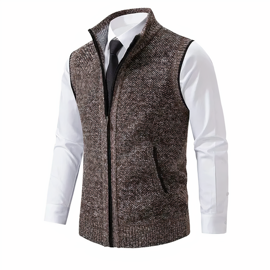 Men's versatile zip-up vest, perfect for layering over shirts, offering casual style and comfort for everyday.