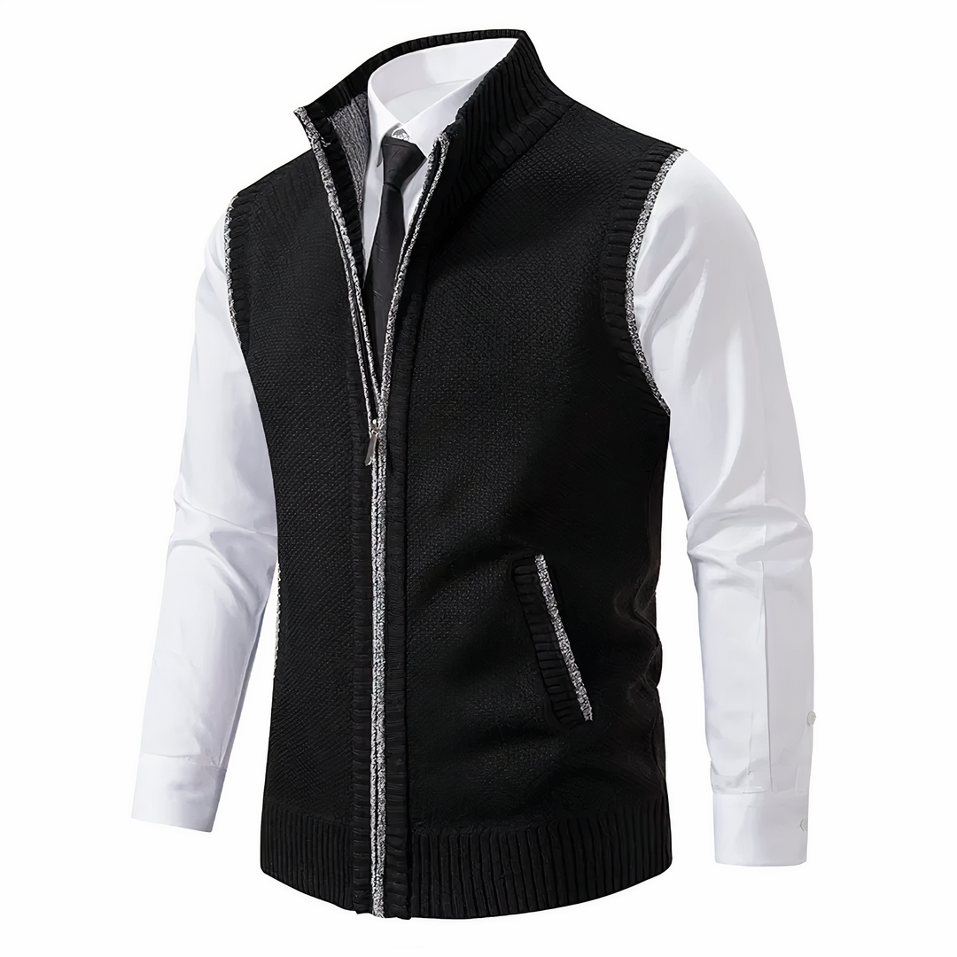 Men's zip-up layering vest with practical pockets, a versatile sleeveless jacket for modern men's fashion & comfort.