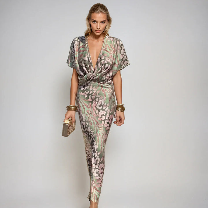 Elegant women's sophisticated maxi dress, perfect as a formal evening gown or wedding guest attire. Long & flattering.