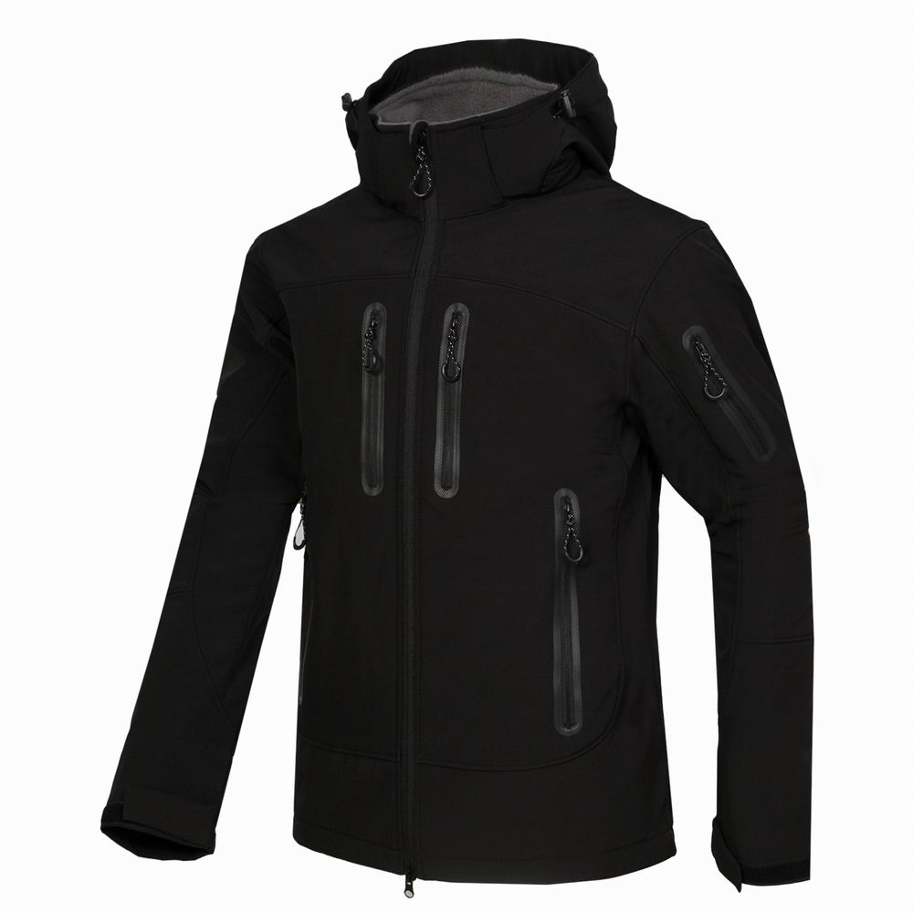 Durable men's full zip hooded outdoor jacket, functional adventure wear for hiking, travel & daily use.