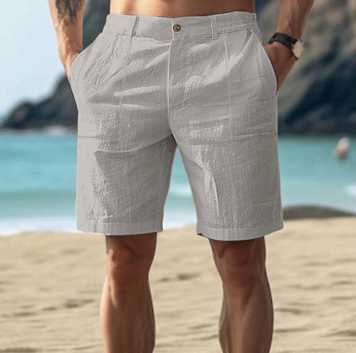 Comfortable men's lightweight chino shorts for summer. Soft fabric, ideal for warm weather & casual occasions.