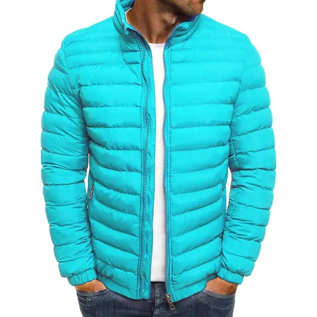 Versatile men's mid-season jacket, ideal casual outerwear. Features a stand-up collar & lightweight design.