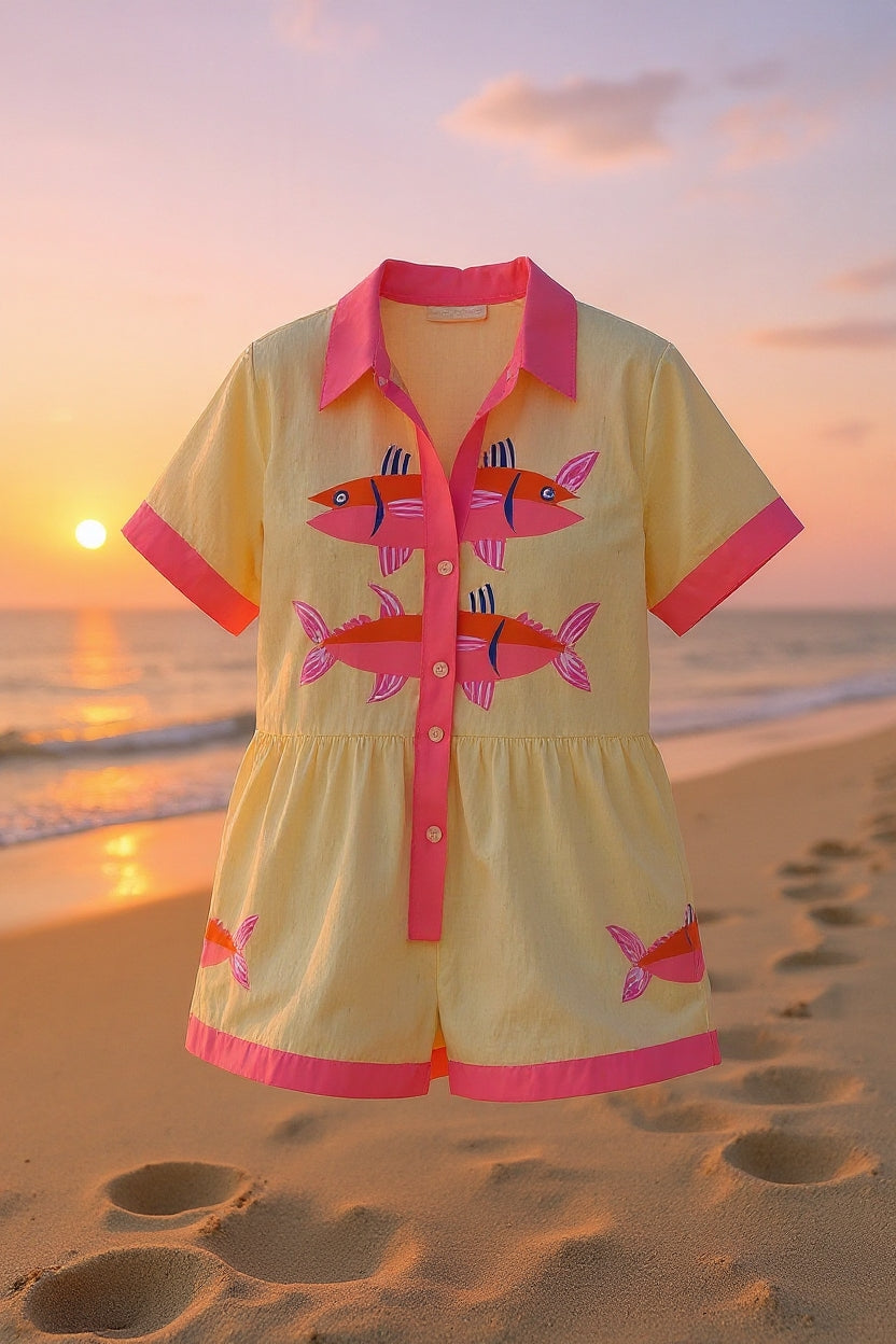 Elegant women's two-piece summer shorts set. Perfect for resort wear, casual outings, or a stylish vacation outfit.