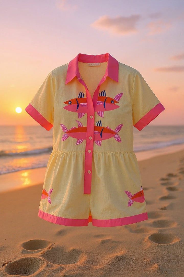 Elegant women's two-piece summer shorts set. Perfect for resort wear, casual outings, or a stylish vacation outfit.