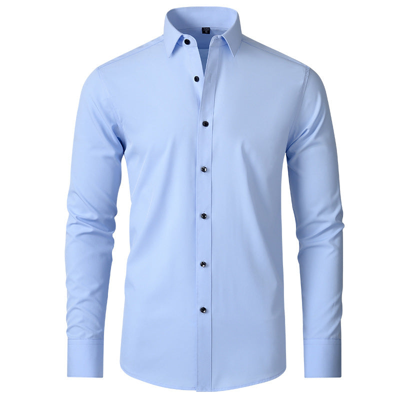 Versatile men's wrinkle-resistant dress shirt, slim fit & long sleeve. Easy-care for business casual or formal fashion.