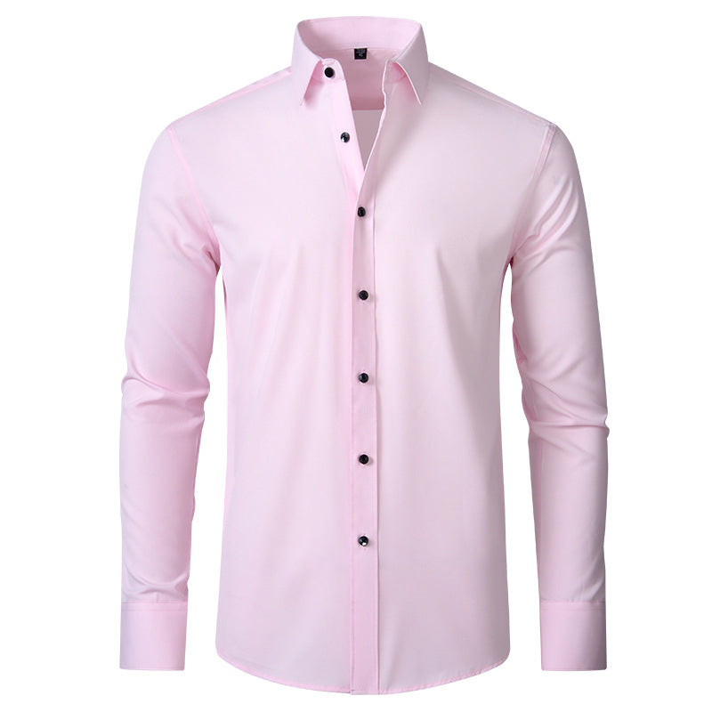 Elegant men's button-down dress shirt, slim fit & wrinkle-resistant. Perfect formal wear or business casual workwear.