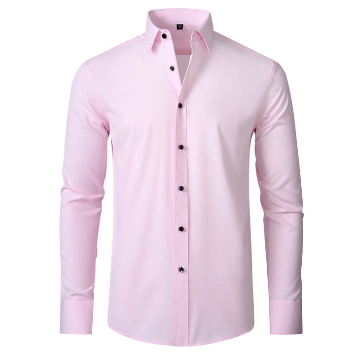 Elegant men's button-down dress shirt, slim fit & wrinkle-resistant. Perfect formal wear or business casual workwear.