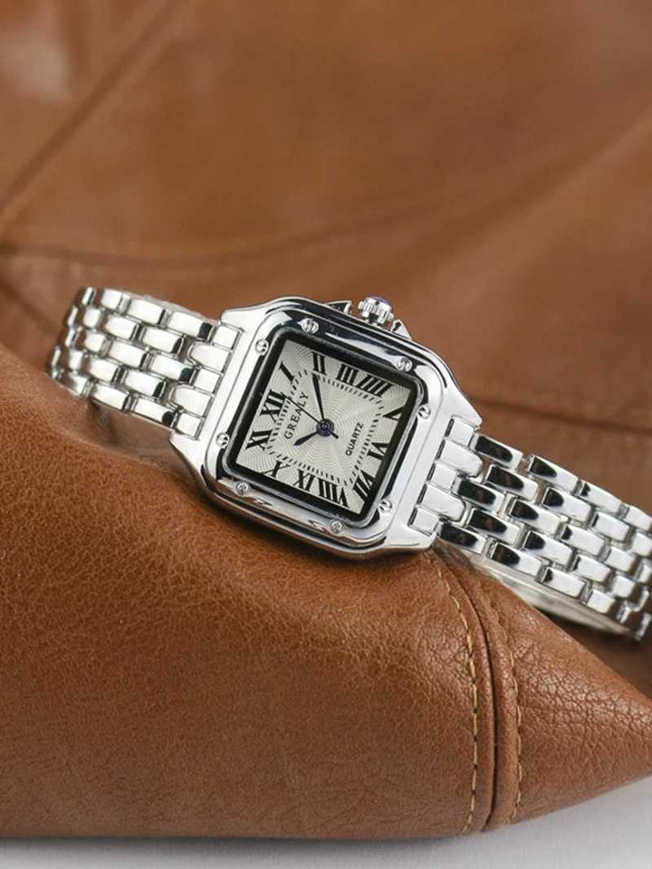 Premium square women's quartz watch. Elegant design wrist accessory, chic and timeless.