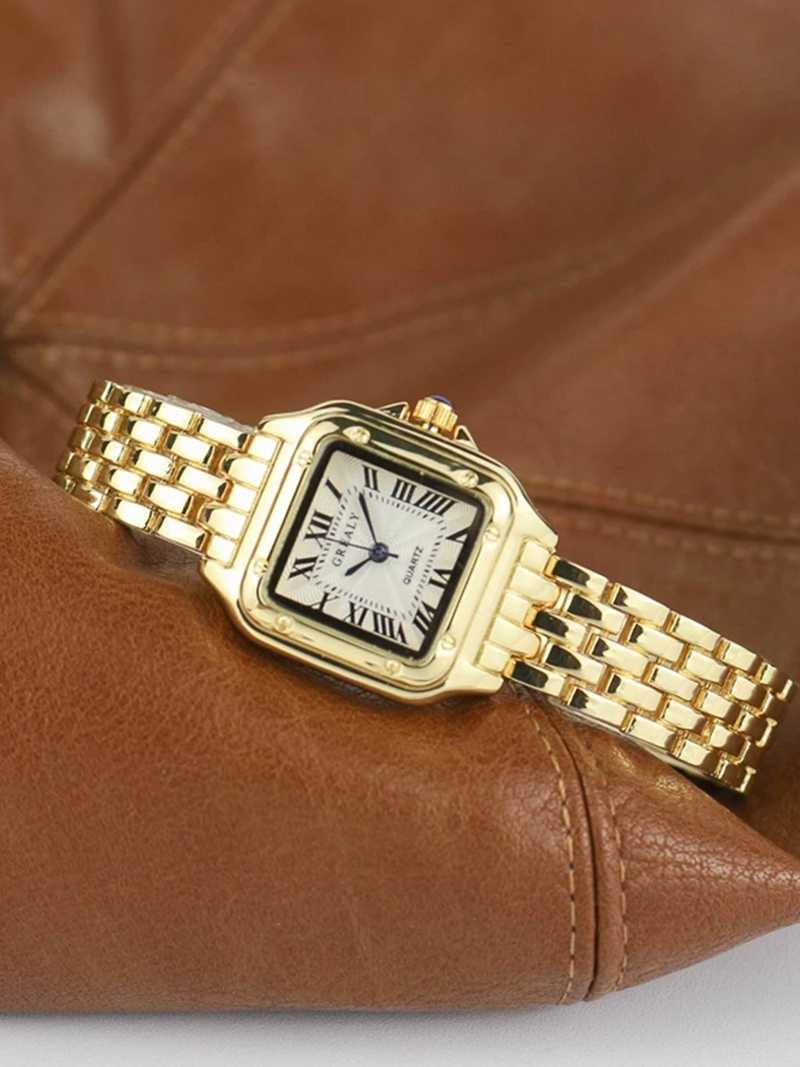 Modern women's square quartz fashion watch, an elegant accessory with a minimalist chic design.