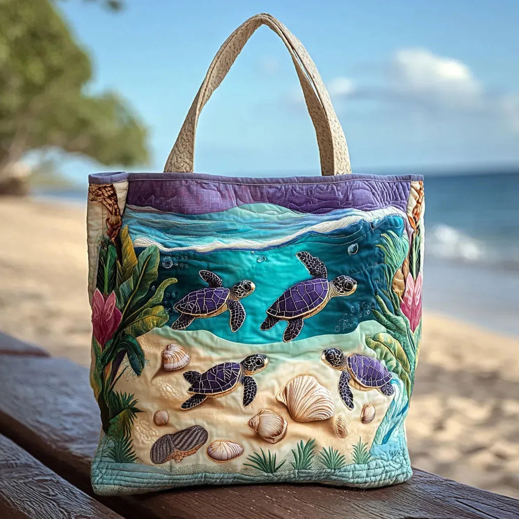 Women's handcrafted lagoon print padded shoulder bag for everyday use or travel. Aesthetic casual gift.