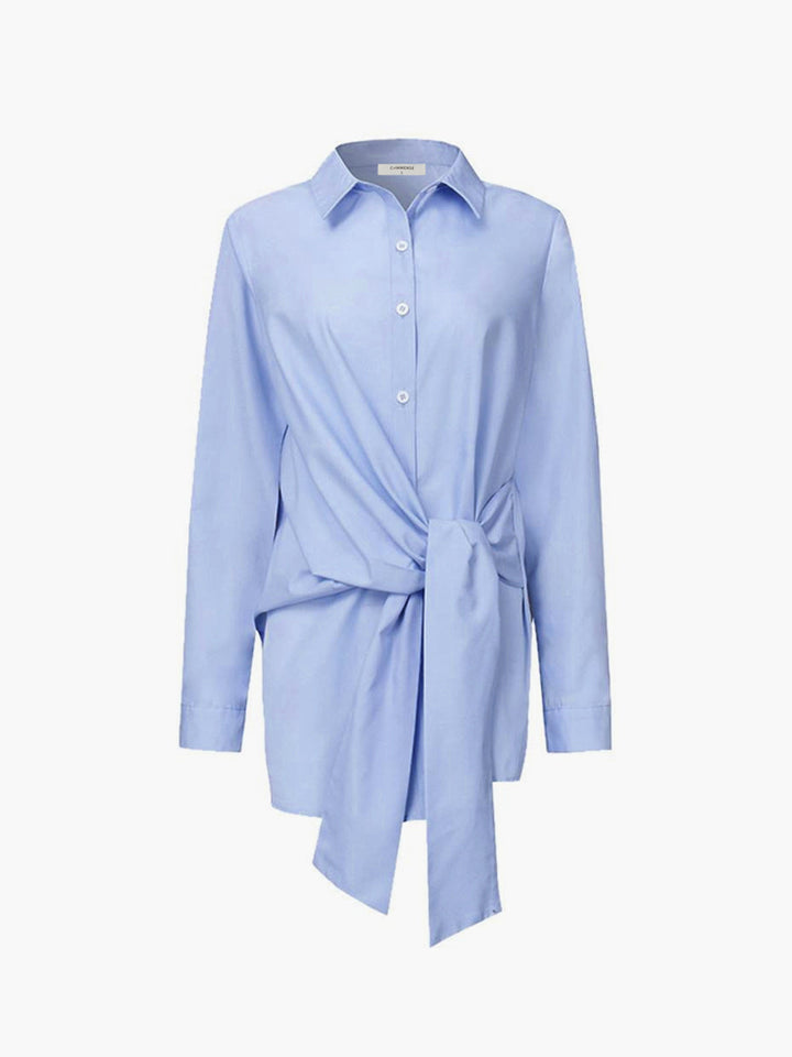 Sophisticated women's tie-waist shirt, a comfortable and elegant long-sleeve top for modern women.