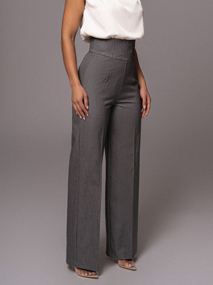 Tailored women's wide leg pants, high waist design for office, elegant & comfortable fashion.