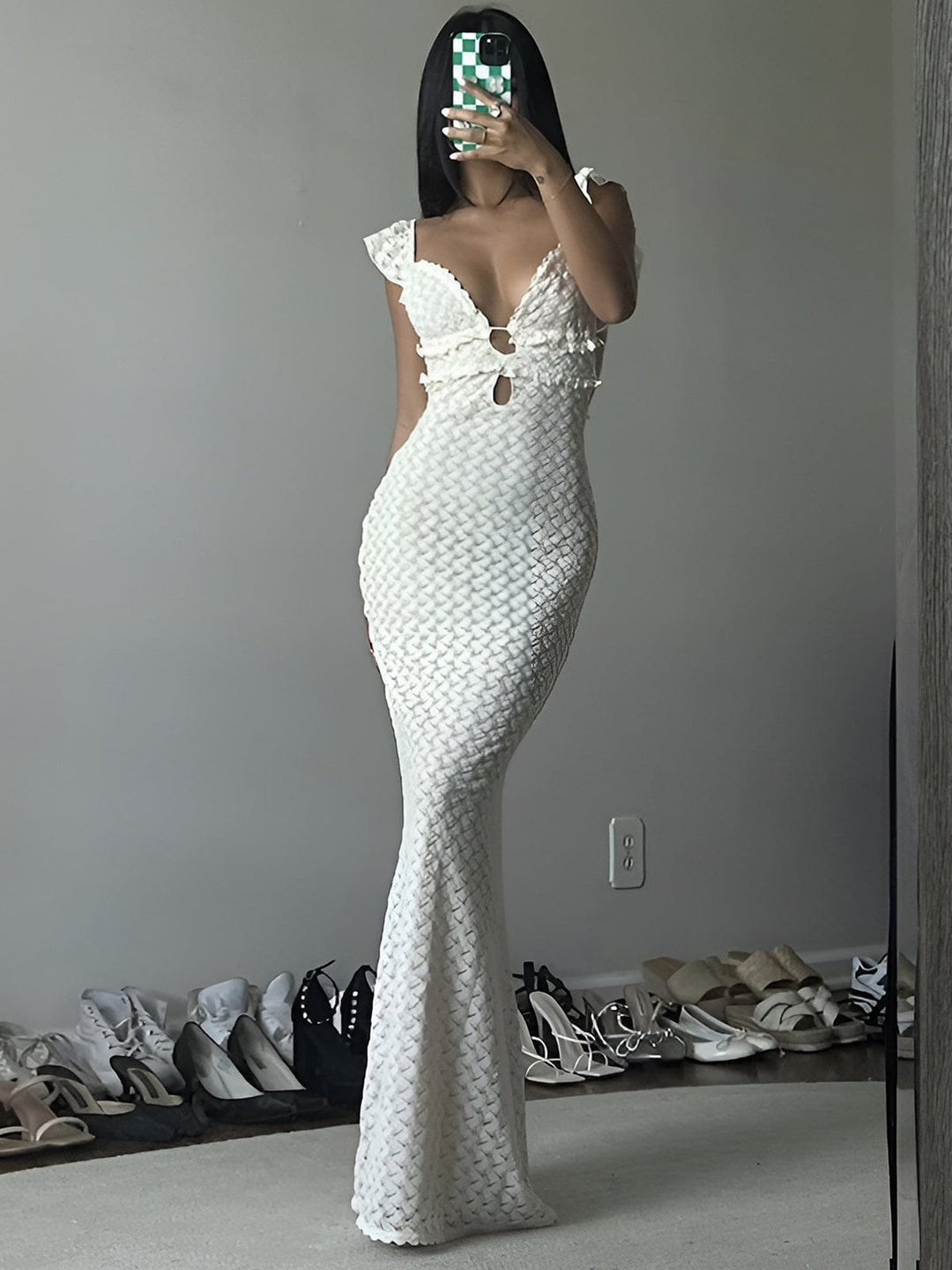 Mermaid bodycon maxi dress for women, an elegant evening gown with flattering cut-outs for formal wear.