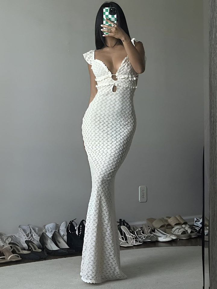 Mermaid bodycon maxi dress for women, an elegant evening gown with flattering cut-outs for formal wear.