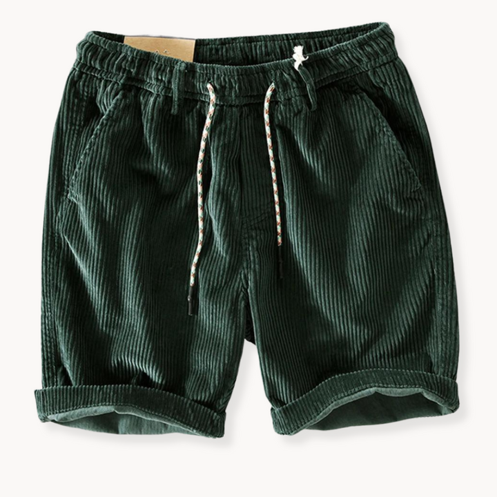 Khaki men's adjustable casual shorts, ideal for summer beach trips & travel. Versatile & comfortable.