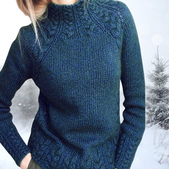 Elegant women's turtleneck sweater in soft knit, perfect for chic winter fashion and cozy warmth.